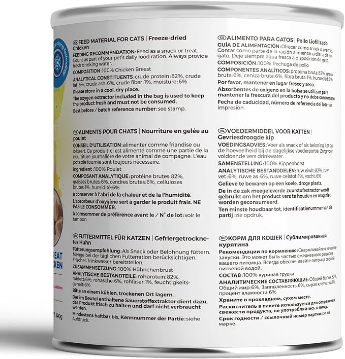 Freeze Dried Cat Treats - 100% Chicken Breast Grain Free Raw - Natural Balance Limited Ingredient High Protein Cat Snacks 140g/4.94oz - Picky Eater Challenger-Mewly Pet