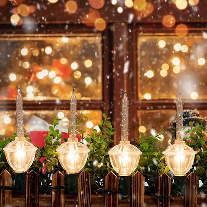 Brightown Bubble String Lights, 2 Pcak 9 Counts Traditional Clear Bubble Bulbs with Silver Glitter, Christmas Bubble Lights for Tree Holiday Christmas Celebrations Lighting, Green Wire