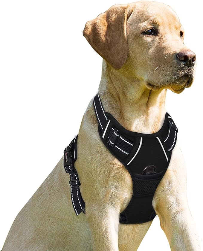 BARKBAY No Pull Dog Harness Front Clip Heavy Duty Reflective Easy Control Handle for Large Dog Walking(Black,S)-Mewly Pet