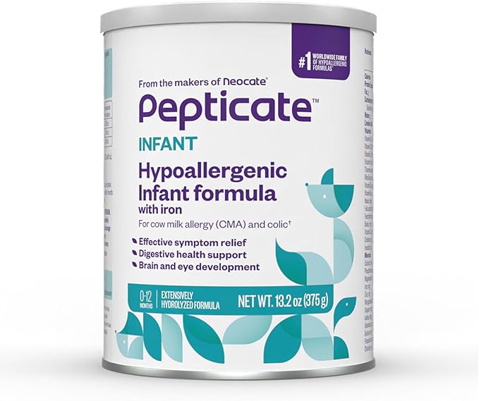 Pepticate Baby Formula, Hypoallergenic Powdered Infant Formula for Cow Milk Allergy, with Omega 3 DHA, ARA, Iron & Prebiotics, 13.2oz-Mewly Pet