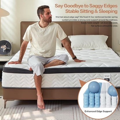 Queen Mattress,12 Inch Queen Size Mattress in a Box,Gel Memory Foam and Pocket Spring Hybrid Mattress,Ideal for All Sleep Positions,CertiPUR-US Certified,Shoulder Support-Medium Firm,80" x 60"