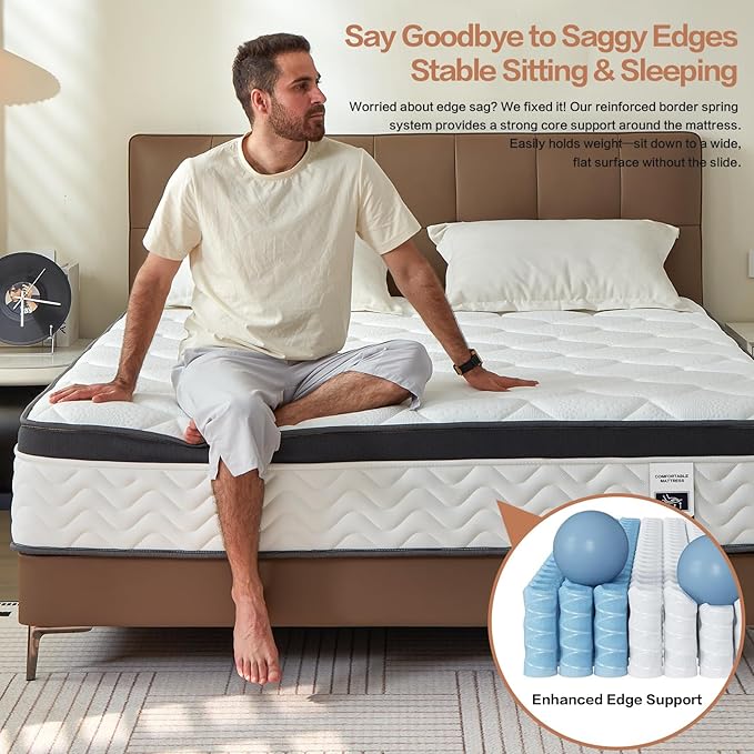 Full Size Mattress,12 Inch Full Mattress,Cooling Gel Memory Foam & Pocket Springs for Back Pain Relief,Pressure Relief & Motion Isolation,CertiPUR-US Certified,Medium Firm,54"x75"