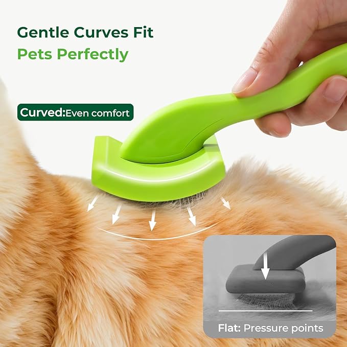 Pecute Slicker Brush for Dogs & Pet Comb, Professional Grooming Dog Brush for Goldendoodles, Poodles, Labradoodles, with Extra Long Soft Pins to Effectively Remove Tangles, Knots and Mats, 2PCS-Mewly Pet