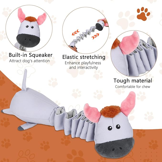 Squeaky Plush Dog Toys for Puppy Toys, Interactive Tug of War Dog Pull Toys, Stuffed Dog Pet Toys for Teething Puppy, Indoor and Outdoor Play for Small Medium Dogs and Large Dogs-Mewly Pet