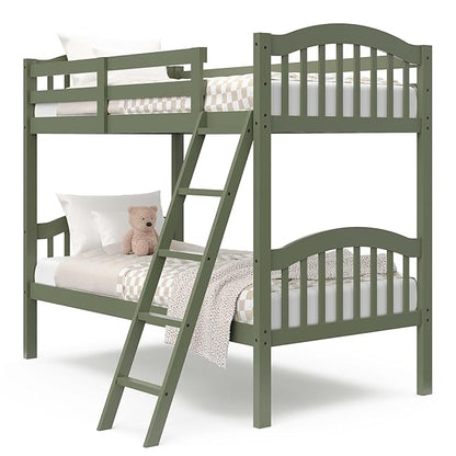 Storkcraft Long Horn Twin-Over-Twin Bunk Bed (Olive) - GREENGUARD Gold Certified, Converts to 2 Individual Twin Beds
