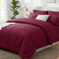 CozyLux Full Size Comforter Sets Burgundy, 7 Pieces Bed in a Bag, Red Comforter Full Size, All Season Bedding Sets with Stitch Quilted Comforter, Flat Sheet, Fitted Sheet, Pillowcases