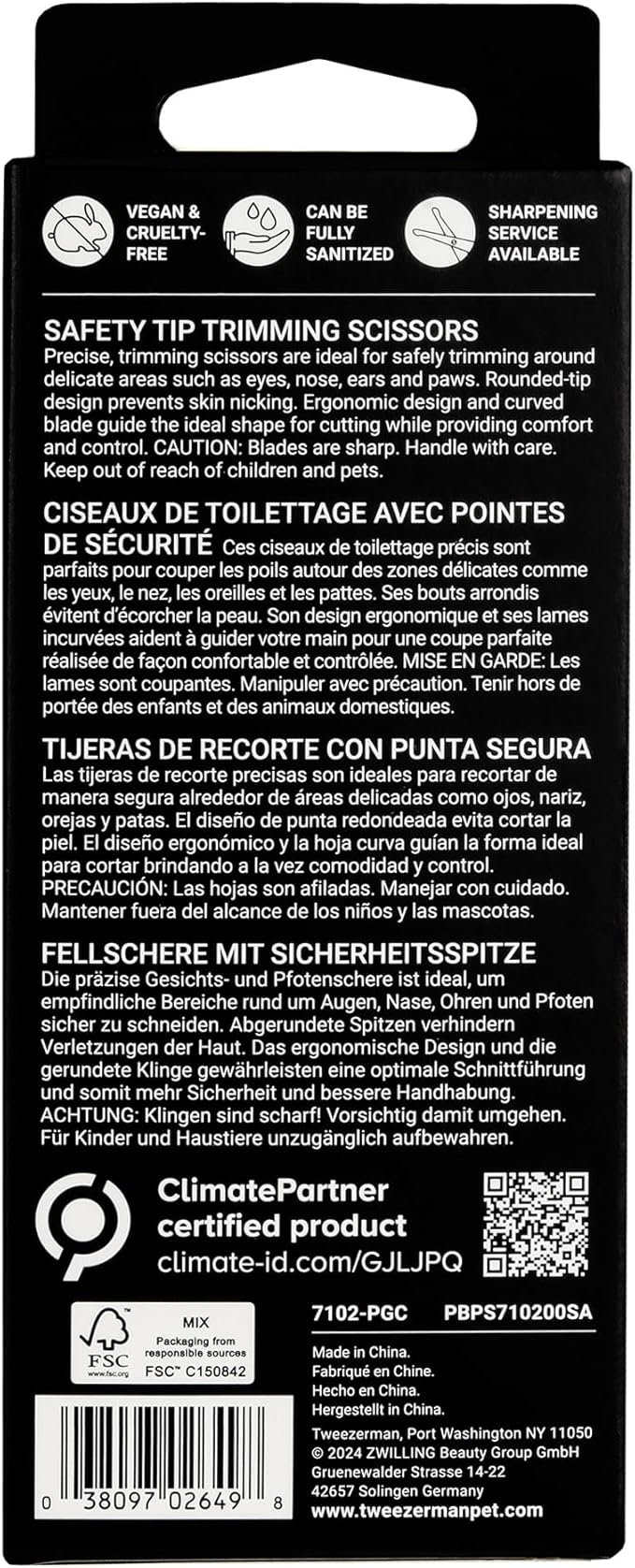 Tweezerman Pet Grooming Scissors, Stainless Steel Rounded Tip Trimming Shears for Dogs and Cats-Mewly Pet