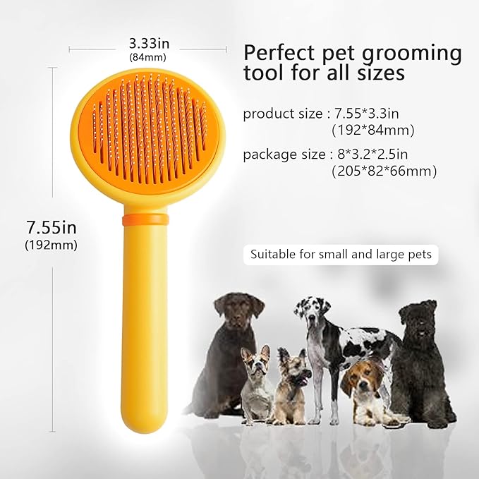 Cat Hair Brush with Release Button for Indoor Cats, Cat Grooming Brush for Long or Short Hair Dogs, Cat Combs for Pet Massage Self-Cleaning Cat Hair Brush-Mewly Pet