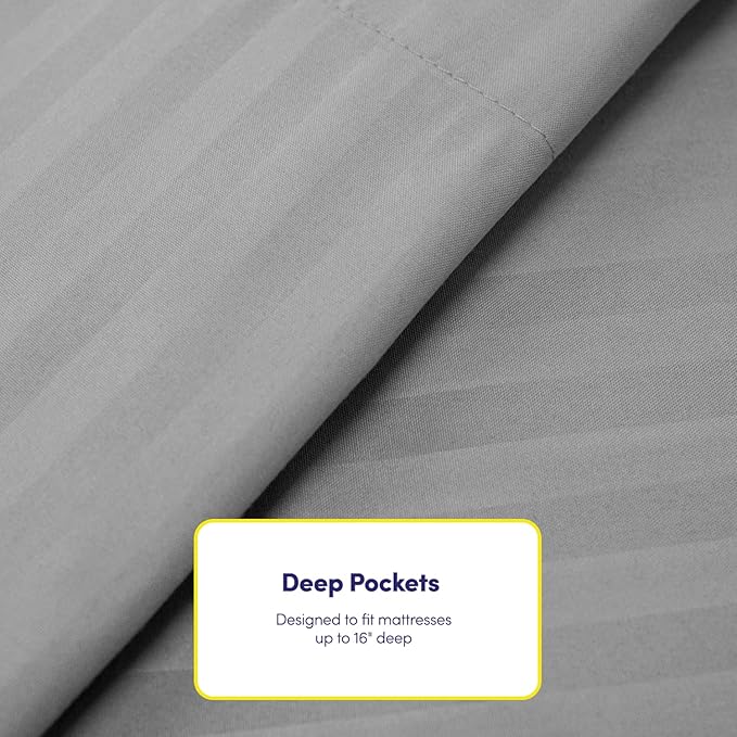 Cal King Size Bed Sheets - 6 Piece 1500 Supreme Collection Fine Brushed Microfiber Deep Pocket California King Sheet Set Bedding - 2 Extra Pillow Cases, Great Value, California King, Dobby Silver