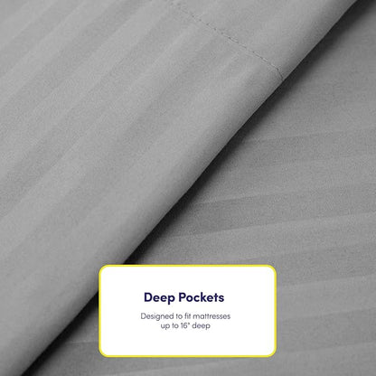 Twin Size Bed Sheets - 4 Piece 1500 Supreme Collection Fine Brushed Microfiber Deep Pocket Twin Sheet Set Bedding - 1 EXTRA PILLOW CASES, GREAT VALUE, Twin, Dobby Silver