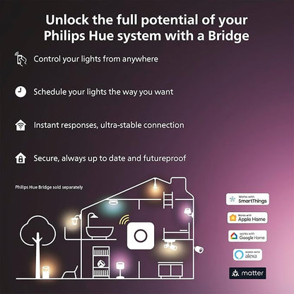 Philips Hue Indoor 3-Foot Smart LED Light Strip Plus Extension - Color-Changing Single-Color Effect - Requires Base Kit - Control with Hue App - Works with Alexa, Google Assistant and Apple HomeKit