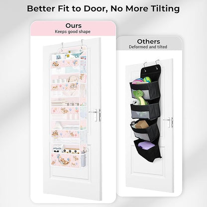 Clastyle Animals Over The Door Organizer Star Nursery Hanging Storage Organizer for Kids Clothes Diaper Toy Closet Door Hanging Shelf Storage for Bedroom Bathroom Pantry, Balloon, 5-Tier