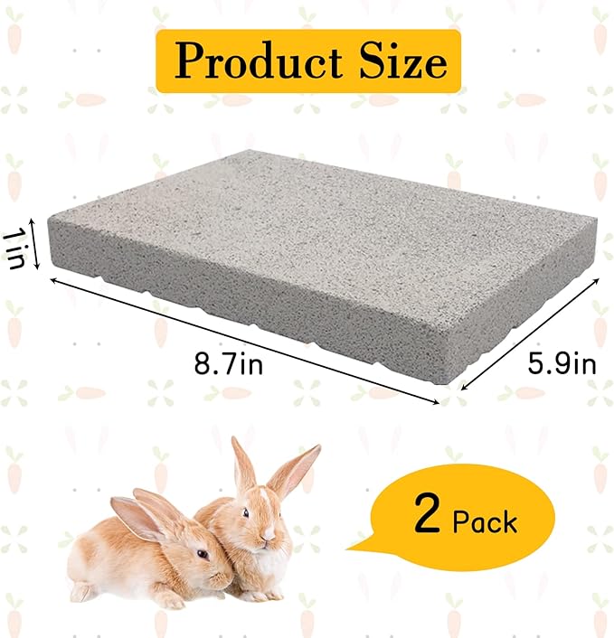 BNOSDM Rabbit Grinding Claw Pads 2Pack Bunny Scratch Foot Pads Natural Hamster Lava Stone for Teeth Grinding White Rabbit Scratching pad Chew Toy for Guinea Pig Ferret Chinchilla Mouse-Mewly Pet
