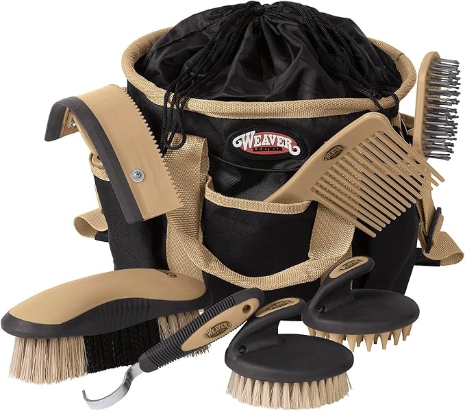 Weaver Leather Grooming Kit, Black/Beige, 65-2055-BK-Mewly Pet