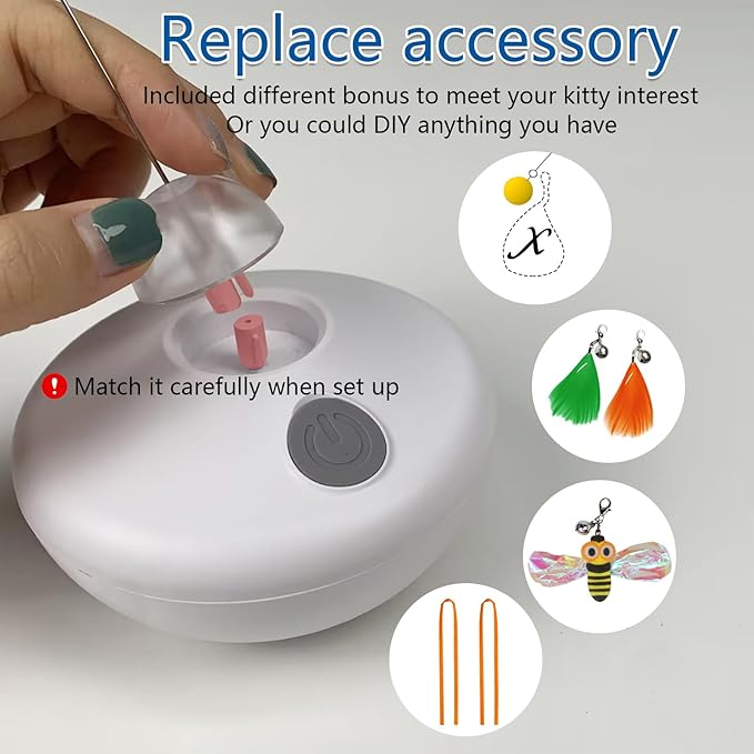 Interactive Cat Toys Cat Exercise Tumbler, Rechargeable Cat Toys for Indoor Cats Spin Butterfly Game Teasing Kitty, Extra Long Feather Wand (P33 cat Toys)-Mewly Pet