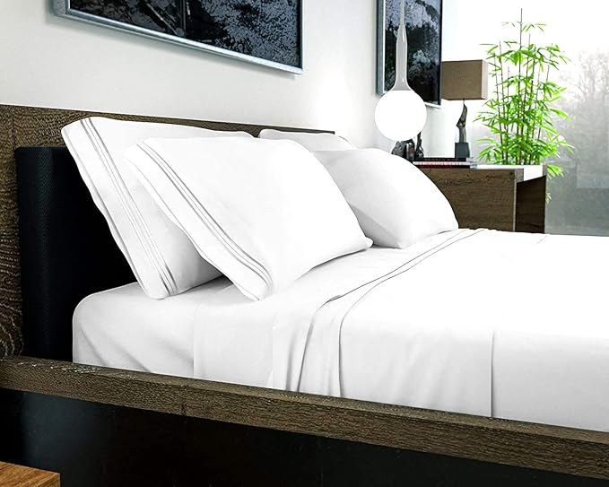 DREAMCARE King Size Sheets Set – 6 pcs Cooling Bed Sheets – up to 15” Deep Pocket King Sheet Set – 2500 Supreme Collection – Extra Soft 100% Brushed Microfiber Hotel Luxury with Side Pocket – White