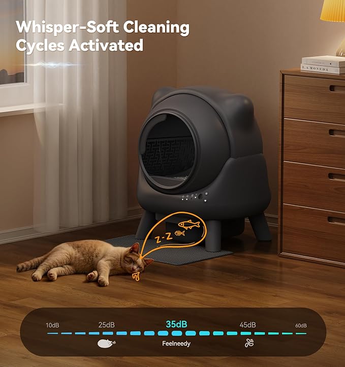 Self Cleaning Litter Box, Automatic Litter Box, FEELNEEDY Odor Control Robot, Cat Ears Design, 65L APP Real-Time Monitor, Cat Litter-Boxs for Multiple Cats, Safety Sensors, with 1 Trash Bag-Mewly Pet