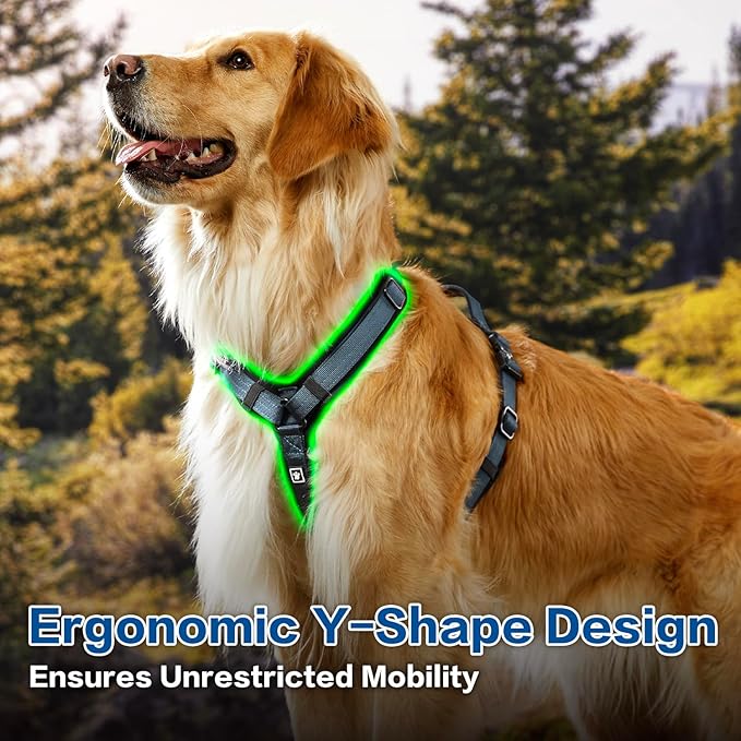 CLEPAWS Dog Harness for X-Large Dogs, No Pull Dog Harness Easy Walk with Metal Hardware, Ergonomic Y-Shaped Design, Soft Padding, Padded Handle, Durable High-Tensile Nylon (Nightfall, XL)-Mewly Pet