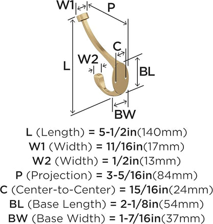 Amerock H55465CZ | Adare Double Prong Decorative Wall Hook | Champagne Bronze Hook for Coats, Hats, Backpacks, Bags | Hooks for Bathroom, Bedroom, Closet, Entryway, Laundry Room, Office