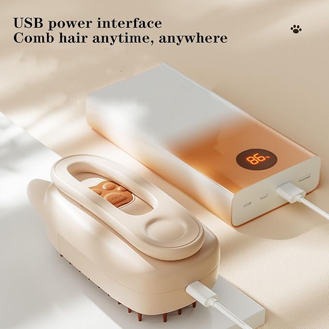 Pet Grooming Brushm,Cat Brush,3 In1 Spray Cat BrushSelf-Cleaning Wet Dog Comb with USB Rechargeable & Water Tank,Suitable for Dogs,Cats to Reduces Flying Hair (Apricot color)-Mewly Pet