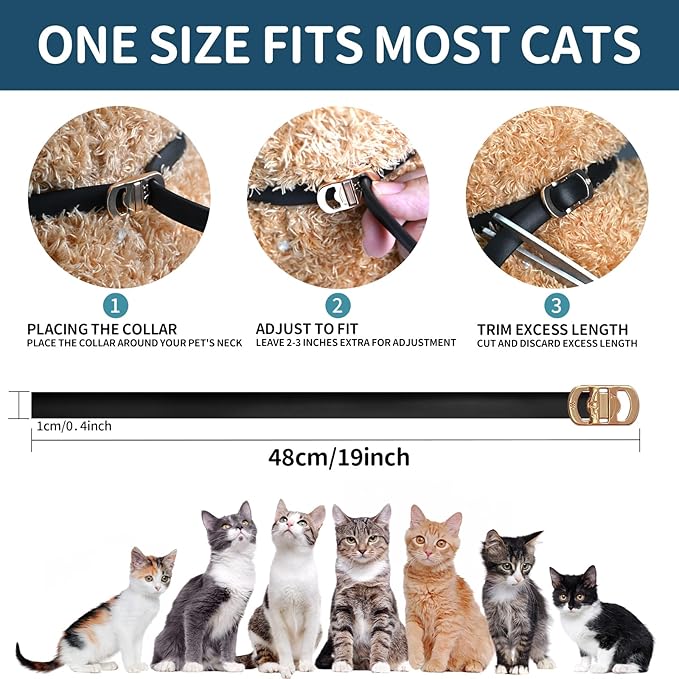 Flea and Tick Collar for Cats - 4 Pack, 32 Month Protection Treatment, Waterproof, Natural Prevention, Adjustable for Cats & Kittens (Black)-Mewly Pet