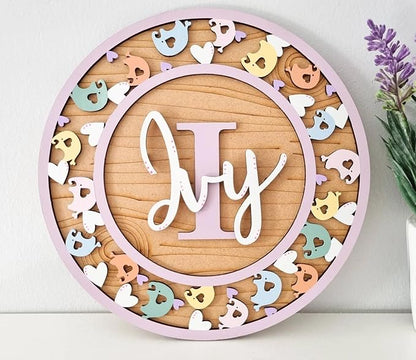Personalised Elephant Name Sign, Girls Room Door Hanger, Kids Name Sign, Wooden Nursery Name Sign, Kids Room Sign, Door Hanger Kids Bedroom, Birthday Gifts for Baby Boys Girls