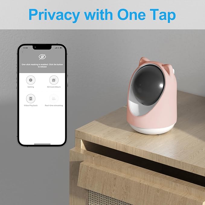 Indoor Camera, Cameras for Home Security,Home Cameras Indoor for Baby&Pet Monitoring,Night Vision,Smart Motion Tracking, Pan360° & Tilt 180°, 3MP Wi-Fi Two-Way Audio （Pink-Mewly Pet