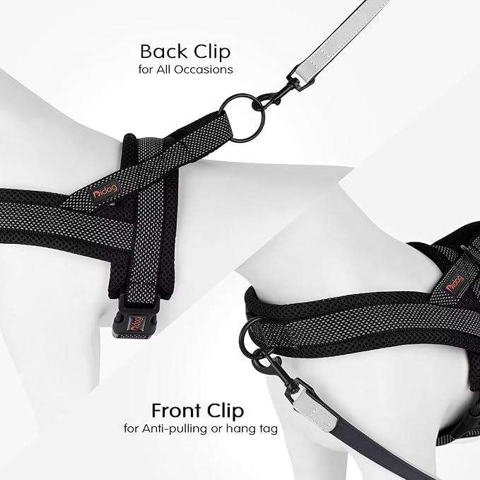 Didog No Pull Dog Harness with Breathable Mesh Padded, Full Reflective & Quick Fit Adjustable Vest Harness, Easy for Training Walking for Small & Medium and Large Dogs (Black, L:Chest 26-32")-Mewly Pet
