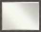 Amanti Art Brown Bathroom Mirror for Over Sink, 33x43 Bark Rustic Char Narrow Rectangle Vanity Mirror, X-Large Country Rustic Frame, Hangs Horizonally and Vertically, Bathroom Wall Decor, Beveled Edge