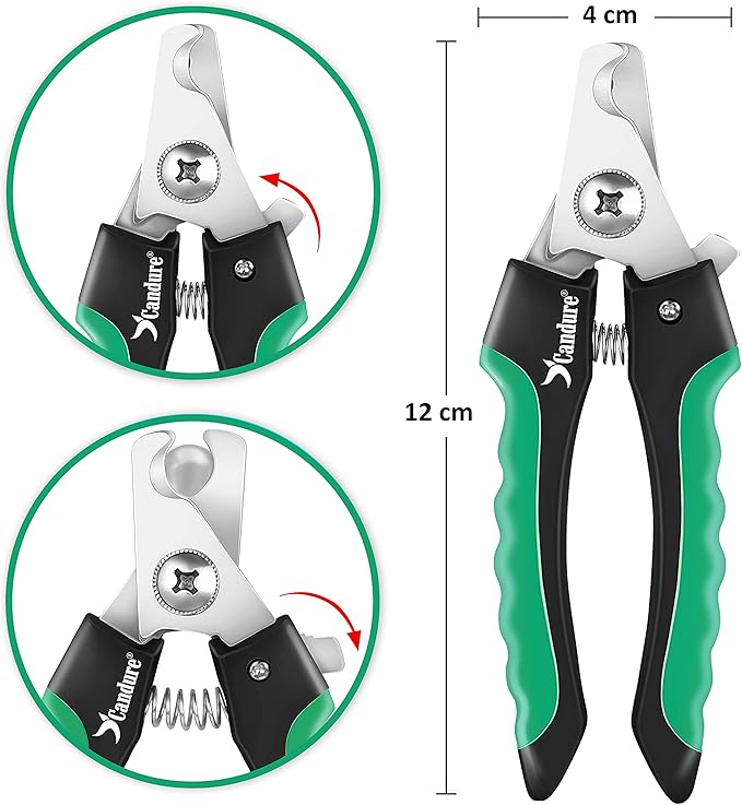 Candure Dog Nail Clippers Professional Pet Nail Clipper Suitable for Cats, Rabbits and Guinea Pigs - Safety Lock/Protective Guard to Avoid Over Cutting (Green, Medium to Small)-Mewly Pet