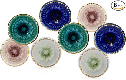Perilla Home Marrakesh Mix Ceramic Knob (Set of 8) Decorative Knobs for Home Kitchen Cabinet Hardware Cupboard Door Dresser Wardrobe and Drawer Pulls