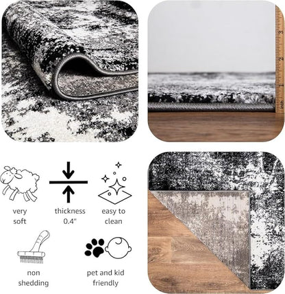Keen Home Design Area Rugs - 10x14 Non-Shedding, Abstract Rugs for Kitchen, Living Room, Bedroom, Dining Room, Entryway - Size: 9'10" x 14', Abstract Black