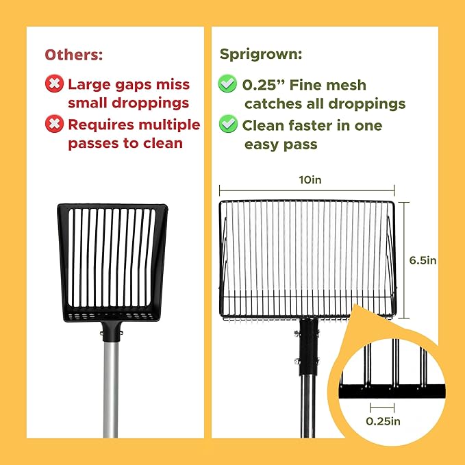 Premium Chicken Poop Scooper for Sand - Durable Chicken Coop Scoop Set - Sifting Shovel for Coop Cleaning - Metal Sand Sifter for Poultry Run - Poultry Litter Tools-Mewly Pet