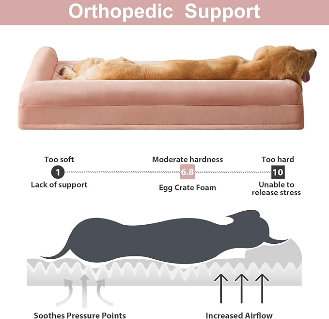 BFPETHOME Dog Beds for Large Dogs, Orthopedic Dog Bed for Medium Large Dogs,Big Waterproof Couch Pet Bed with Removable Washable Cover-Mewly Pet