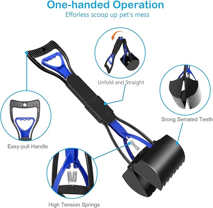 UPSKY Pooper Scooper for Large Small Dogs, Folding Dog Poop Scooper, Durable Spring and Premium Materials，Easy to Use for Grass, Dirt, Gravel Pick Up Shovel-Mewly Pet
