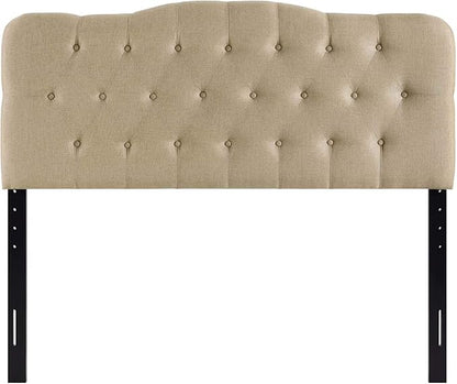 Modway Annabel Tufted Button Linen Fabric Upholstered Queen Headboard in Beige