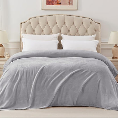 Exclusivo Mezcla Fleece Blanket Twin Size for Bed, Super Soft and Warm, All Season Use, Cozy, Plush, Lightweight, 60x80 Inches Light Grey