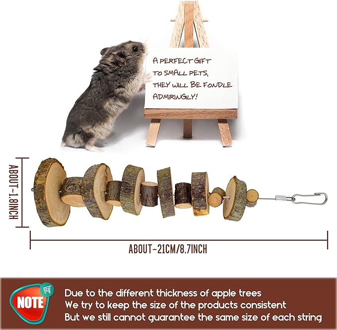 Natural Organic Apple Wood Chew Toys, 2 Pack Small Animal Snacks Toys Suitable for Bunny, Chinchilla, Guinea Pigs, Hamsters Teeth Grinding-Mewly Pet