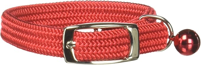 Kool Kat Elastic Cat Safety Collar with Bell, Red, 8"-Mewly Pet