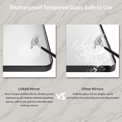 LOAAO 30X36 Inch Black Metal Framed Bathroom Mirror for Wall, Matte Black Bathroom Vanity Mirror Farmhouse, Anti-Rust, Tempered Glass, Hangs Horizontally or Vertically