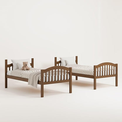 Storkcraft Long Horn Twin-Over-Twin Bunk Bed (Hazelnut)- GREENGUARD Gold Certified, Converts to 2 Individual Twin Beds