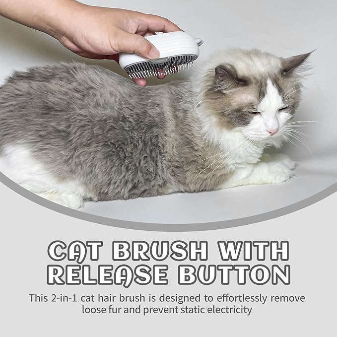 3-in-1 Rechargeable Steam Brush for Cats & Dogs - Anti-Static Spray Pet Grooming Brush with Warm Mist Massage, Hair Shedding Control, Detangling Comb & Cleaning Tool for Effective Deshedding-Mewly Pet