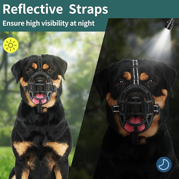 BARKLESS Dog Muzzle, Silicone Basket Muzzle for Small Medium Large Dogs, Soft Cage Mouth Cover Prevent Biting Chewing, Allow Drinking Panting, Suitable for German Shepherd-Mewly Pet