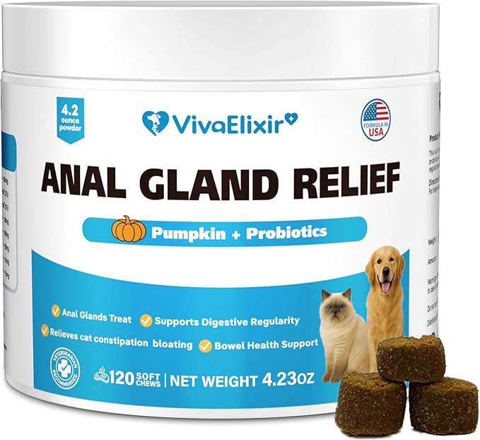 Cat Constipation Relief - Chewable Tablets - with Pumpkin, Psyllium Husk, Prebiotics & Probiotics - Supports Gut Hydration, Bowel Regularity & Immune Health - 120 Tablets-Mewly Pet