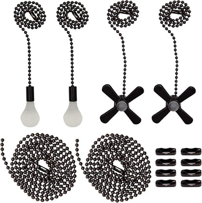 Iceyyyy Ceiling Fan Pull Chains Set Including 4Pcs Beaded Ball Fan Pull Chain Pendant, Extra 8Pcs Beaded and Pull Loop Connectors, 2Pcs 35.4 inches Fan Pull Chain Extension …