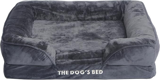 The Dog’s Bed, Orthopedic Standard Foam Waterproof Dog Bed with Standard Support, Medium Grey Plush, Waterproof, Supportive Dog Bed with Replaceable Covers, Veterinary Approved-Mewly Pet