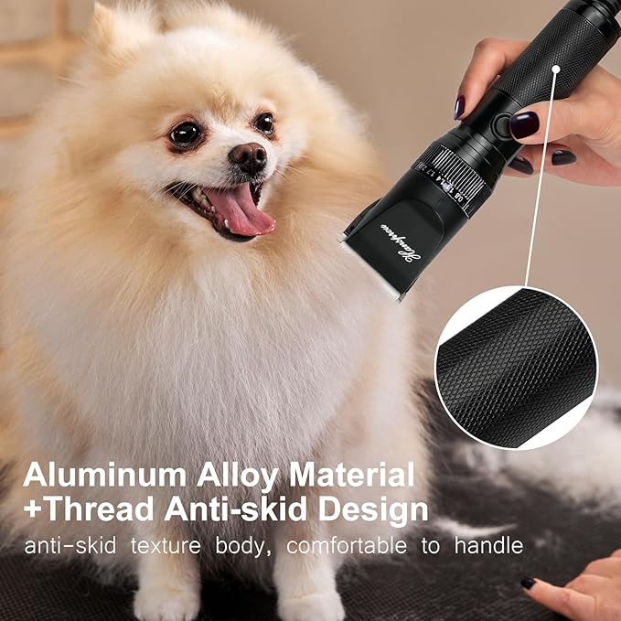 Dog Clippers for Grooming, 12V Professional Dog Clippers，Heavy Dutt Corded Pet Hair Trimmer Pet Trimmer for Thick Hair with Guard Combs Brush-Mewly Pet