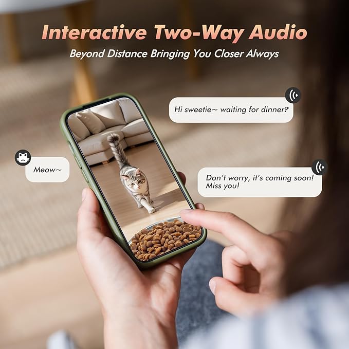 Automatic Cat Feeder with Camera - 5G WiFi Timed Cat Food Dispenser, 1080P HD Video with Night Vision, 1-15 Meals, 1-99 Portions, 2-Way Audio, Keeps Dry Food Fresh, 5L Auto Pet Feeder Also for Dogs-Mewly Pet