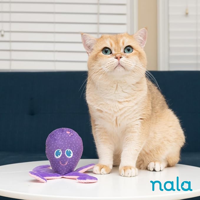 Caitec Presents Nala Cat Ollie The Octopus - Catnip Toy - Interactive Cat Toy - Chew Toy - Pillow Toy, 2 Pack-Mewly Pet