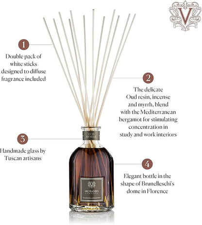 Dr. Vranjes - Oud Nobile 250 ml Diffuser + Double Pack of White Sticks (3 Pieces Bundle)- Luxury Home Fragrance, Made in Italy, Main Scent: Oriental, Olfactory Pyramid: Bergamot, Oud, Myrrh